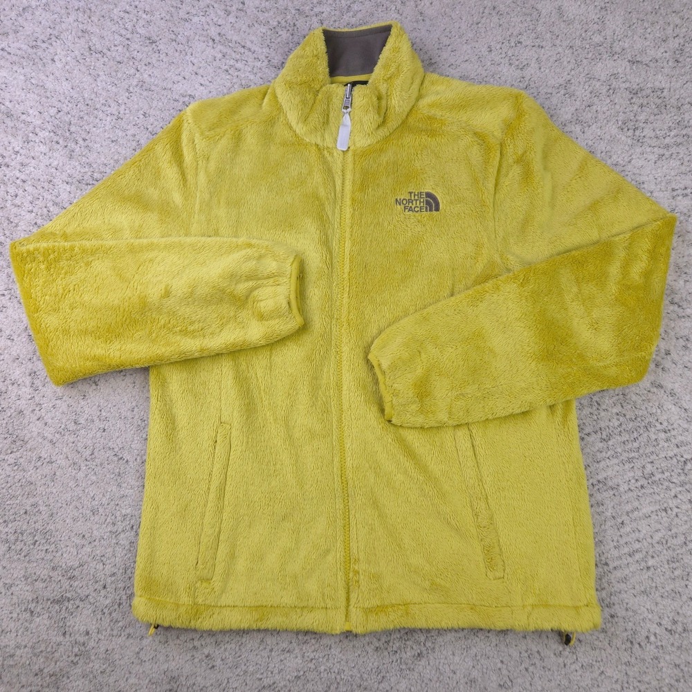 The North Face Jacket Womens Medium Osito Fleece Fuzzy Full Zip Yellow Logo